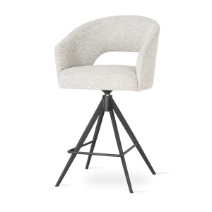 SCAUN DE BAR PIVOTANT, INES SUPREME TWIST M 60 CM, CREM/NUC, TAPITERIE DIN TEXTIL, SPUMA, ARCURI SI METAL, STIL MODERN