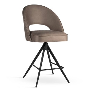 SCAUN DE BAR PIVOTANT PONTE SUPREME TWIST, 60 CM, BEJ INCHIS/NEGRU, TAPITERIE DIN CATIFEA SI PICIOARE DIN METAL,STIL MODERN