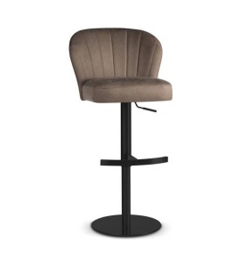 SCAUN DE BAR PIVOTANT SHELLY SUPREME PUMP, BEJ INCHIS/NEGRU, TAPITERIE DIN CATIFEA SI PICIOR DIN METAL, STIL MODERN