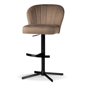 SCAUN DE BAR, SHELLY SUPREME CROSS, BEJ/NEGRU, TAPITERIE DIN TEXTIL, SPUMA, ARCURI SI METAL, STIL MODERN