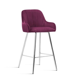SCAUN DE BAR TULIP 60, BORDO/CROM, STIL MODERN, CONFECTIONAT DIN METAL SI CATIFEA