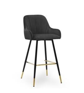 SCAUN DE BAR TULIP 60, NEGRU/AURIU, STIL MODERN, CONFECTIONAT DIN METAL SI CATIFEA