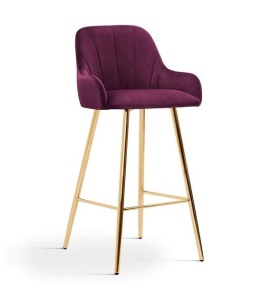 SCAUN DE BAR TULIP 70, BORDO/AURIU, STIL MODERN