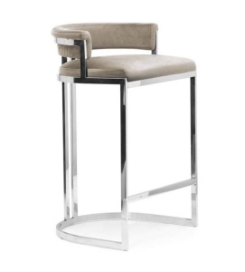 SCAUN DE BAR VEGAS 60 MARO DESCHIS/ARGINTIU, CU TAPITERIE DIN CATIFEA STIL MODERN