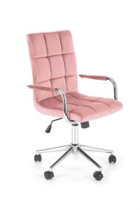 SCAUN DE BIROU GONZO 4, ROZ/CROM, TAPITERIE DIN CATIFEA SI PICIOARE DIN METAL, STIL MODERN - Img 1
