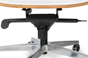 SCAUN DE BIROU LOUNGE, PIELE NATURALA ITALIANA SI LEMN DE NUC, CULOARE ALB/NUC, STIL EAMES - Img 8