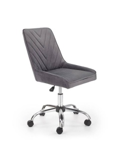 SCAUN DE BIROU RICO, GRI/CROM, TAPITERIE DIN CATIFEA SI PICIOARE DIN METAL, STIL MODERN - Img 1