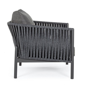 SCAUN DE GRADINA FLORENCIA, GRI INCHIS, CONFECTIONAT DIN ALUMINIU SI TEXTIL, STIL MODERN - Img 2