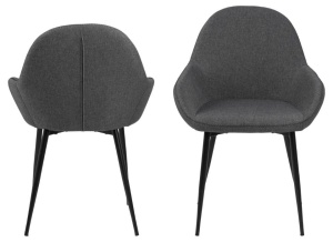SCAUN DINIGN CANDIS, GRI/NEGRU, CU SEZUT TAPITAT CU TEXTIL SI PICIOARE DIN METAL, STIL RETRO - Img 2