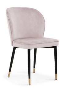 SCAUN DINING AINE, GREIGE/NEGRU/AURIU, TAPITERIE DIN CATIFEA SI PICIOARE DIN METAL, STIL MODERN