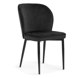 SCAUN DINING AINE, NEGRU/NEGRU, TAPITERIE DIN CATIFEA SI PICIOARE DIN METAL, STIL MODERN