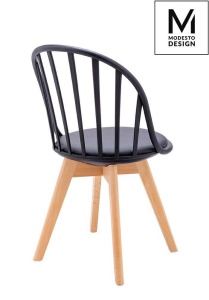 SCAUN DINING ALBERT, NEGRU/FAG, DIN POLIPROPILENA SI PIELE ECOLOGICA, STIL MODERN - Img 3