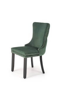 SCAUN DINING ALDA, VERDE/NEGRU, CU TAPITERIE DIN CATIFEA SI PICIOARE DIN LEMN, STIL MODERN