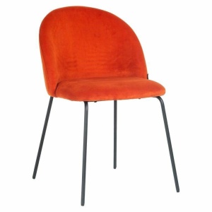 SCAUN DINING ALYSSA, ROSU SOFRAN/NEGRU, TAPITERIE DIN CATIFEA SI PICIOARE DIN METAL, STIL MODERN B2 - Img 1