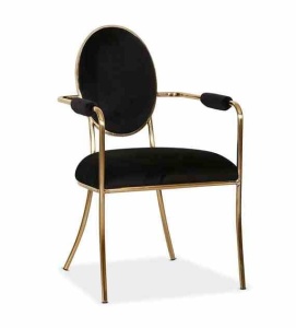 SCAUN DINING ANTIBA, NEGRU/AURIU, TAPITERIE DIN CATIFEA SI PICIOARE DIN METAL, STIL MODERN, ATR