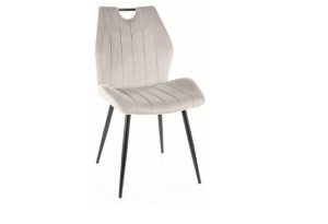 SCAUN DINING ARCO, GRI DESCHIS BLUVEL 03/NEGRU MAT, TAPITERIE DIN CATIFEA SI PICIOARE DIN METAL, STIL MODERN - Img 1