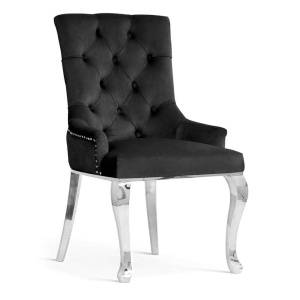SCAUN DINING AUGUST GLAMOUR, NEGRU/CROM, STIL CHESTERFIELD