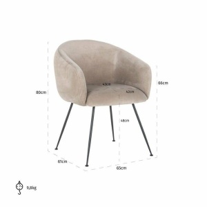 SCAUN DINING AVANTI, KHAKI/NEGRU, TAPITERIE DIN CATIFEA SI PICIOARE DIN METAL, STIL MODERN B2 - Img 8