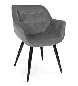 SCAUN DINING BENJAMIN, GRI INCHIS/NEGRU, TAPITERIE DIN CATIFEA SI PICIOARE DIN METAL, STIL MODERN, ATR