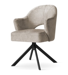 SCAUN DINING BJORG SUPREME, CONFECTIONAT DIN METAL, SPUMA, ARCURI SI TEXTIL, BEJ/NEGRU, STIL MODERN
