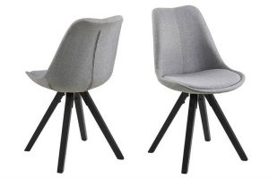 SCAUN DINING DIMA, GRI/NEGRU, DIN TEXTIL SI LEMN, STIL SCANDINAV B2 - Img 1