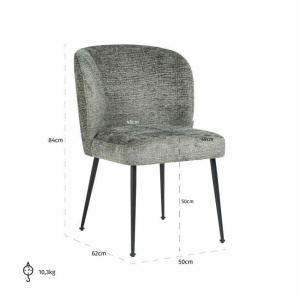 SCAUN DINING FALLON, VERDE/NEGRU, TAPITERIE DIN TEXTIL SI PICIOARE DIN METAL, STIL MODERN B2 - Img 7