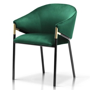 SCAUN DINING FANCY, VERDE/NEGRU/AURIU, TAPITERIE DIN CATIFEA SI PICIOARE DIN METAL, STIL MODERN, ATR