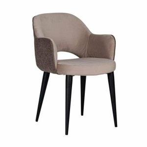 SCAUN DINING GIOVANNA, BEJ/MARO/NEGRU, TAPITERIE DIN CATIFEA SI PICIOARE DIN METAL, STIL MODERN B2 - Img 1
