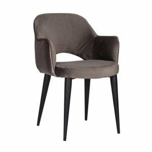 SCAUN DINING GIOVANNA, MARO/NEGRU, TAPITERIE DIN CATIFEA SI PICIOARE DIN METAL, STIL MODERN B2