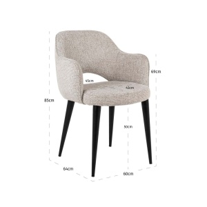 SCAUN DINING GIOVANNA NATURAL FENCY, 212863, CONFECTIONAT DIN POLIESTER, METAL SI SPUMA, BEJ/NEGRU, STIL MODERN - Img 6