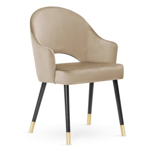 SCAUN DINING GODA PLUS, BEJ/NEGRU/AURIU, STIL MODERN