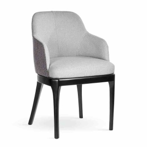 SCAUN DINING HAROLD, GRI/NEGRU, TAPITERIE DIN STOFA SI PICIOARE DIN LEMN, STIL MODERN, ATR