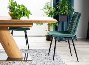 SCAUN DINING IRYS BLUVEL 78, VERDE/NEGRU MAT, TAPITAT IN CATIFEA/METAL, STIL MODERN, SIGNAL - Img 5
