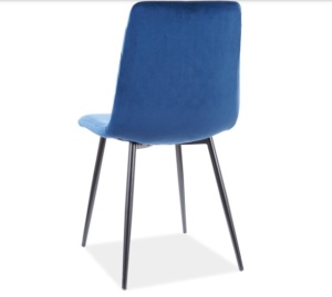 SCAUN DINING IRYS BLUVEL 86, ALBASTRU/NEGRU MAT, TAPITAT IN CATIFEA/METAL, STIL MODERN, SIGNAL - Img 2