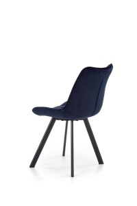 SCAUN DINING K332, ALBASTRU INCHIS/NEGRU, CU TAPITERIE DIN CATIFEA SI PICIOARE DIN METAL, STIL MODERN - Img 2