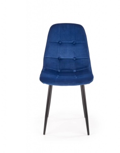 SCAUN DINING K417, ALBASTRU/NEGRU, CU TAPITERIE DIN CATIFEA SI PICIOARE DIN METAL, STIL MODERN - Img 4