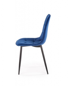 SCAUN DINING K417, ALBASTRU/NEGRU, CU TAPITERIE DIN CATIFEA SI PICIOARE DIN METAL, STIL MODERN - Img 6