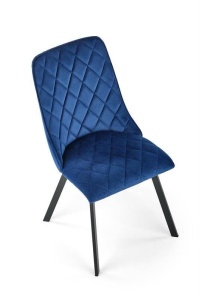 SCAUN DINING K450, ALBASTRU/NEGRU, CU TAPITERIE DIN CATIFEA SI PICIOARE DIN METAL, STIL MODERN - Img 2