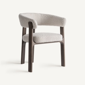 SCAUN DINING KELAN, REALIZAT DIN LEMN DE FRASIN SI TEXTIL BOUCLE, CULOARE BEJ, REALIZAT MANUAL, VICAL HOME