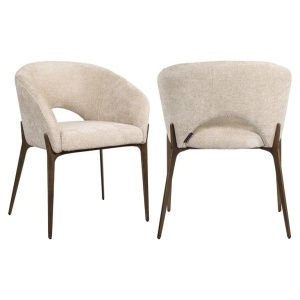 SCAUN DINING KENZI CREM UNICORN 11/NEGRU, S4622, CONFECTIONAT DIN 100% POLIESTER SPUMA SI METAL, RICHMOND INTERIORS