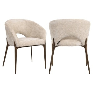 SCAUN DINING KENZI, REALIZAT DIN METAL SI TEXTIL, CULOARE CREM, DESIGN DEOSEBIT, RICHMOND INTERIORS - Img 2