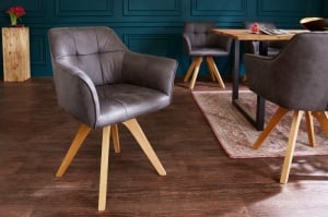 SCAUN DINING, LOFT, GRI, CU ASPECT ANTICHIZAT, STIL VINTAGE, ARTIM GROUP SELECTION