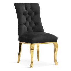 SCAUN DINING LORD GLAMOUR, NEGRU/AURIU, STIL CLASIC