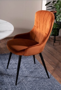 SCAUN DINING LOTUS, SCORTISOARA BLUVEL 4215/NEGRU MAT, TAPITERIE DIN CATIFEA SI PICIOARE DIN METAL, STIL MODERN - Img 2