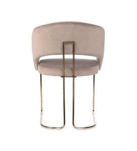 SCAUN DINING MAGNOLIA, BEJ/AURIU, TAPITERIE DIN CATIFEA SI PICIOARE DIN METAL, STIL MODERN - Img 3