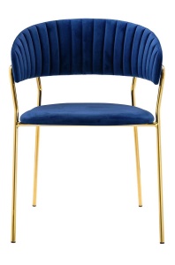 SCAUN DINING MARGO, ALBASTRU INCHIS/AURIU, DIN CATIFEA SI METAL, STIL MODERN - Img 2