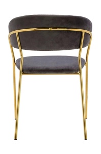 SCAUN DINING MARGO, GRI INCHIS/AURIU, DIN CATIFEA SI METAL, STIL MODERN - Img 5