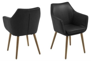 SCAUN DINING NEGRU/STEJAR, NORA, CU TAPITERIE DIN PIELE ECO, STIL MODERN B2