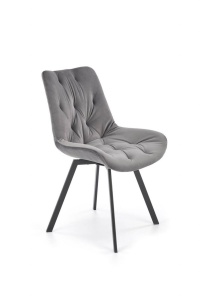 SCAUN DINING PIVOTANT K519, GRI/NEGRU, TAPITERIE DIN CATIFEA SI PICIOARE DIN METAL, STIL MODERN - Img 2