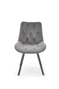 SCAUN DINING PIVOTANT K519, GRI/NEGRU, TAPITERIE DIN CATIFEA SI PICIOARE DIN METAL, STIL MODERN - Img 6